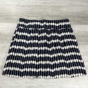 Loft Navy White Linen Blend Lightweight Mini Skirt 12